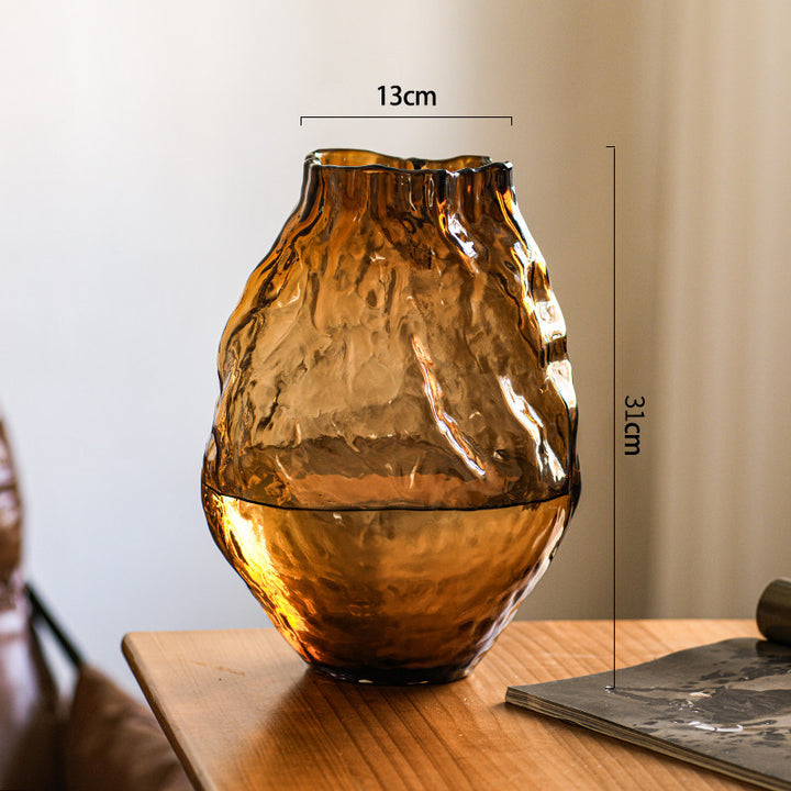 Hand-Blown Textured Organic Sculptural Glass Table Vase