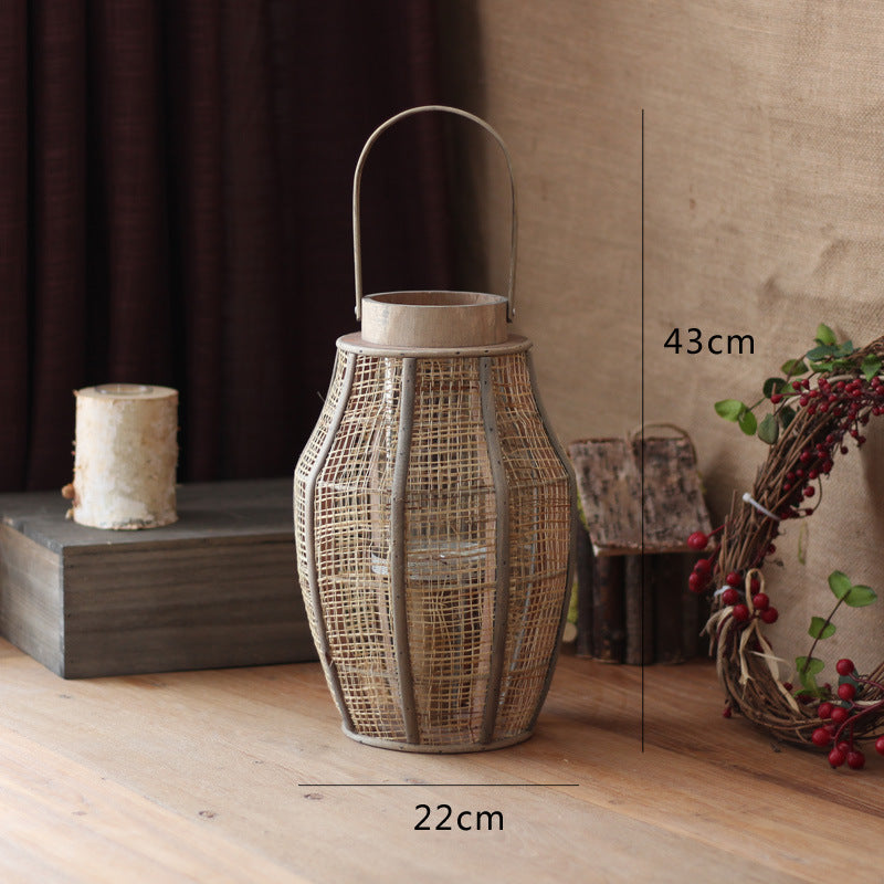 Rustic lantern made of braided natural material