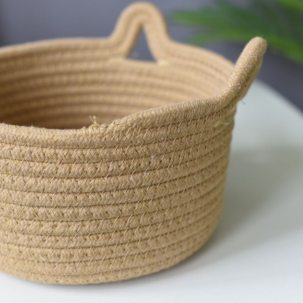 Cat-Eared Woven Storage Basket