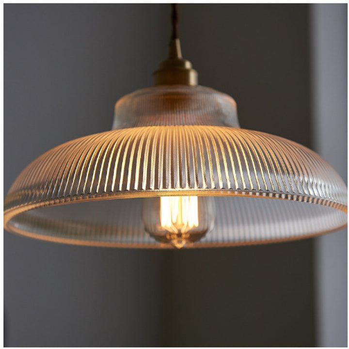 Rillenglas Industrial Pendant Light with Brass Socket