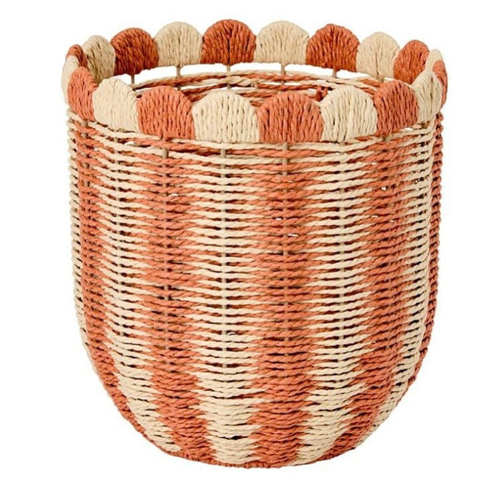 Handwoven storage basket with wave edge