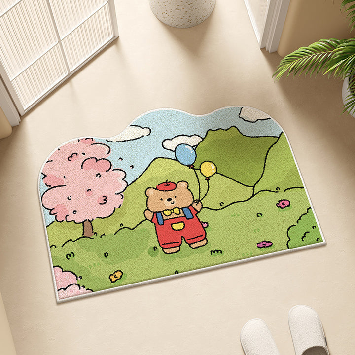 Cartoon Dog-Themed Plush Bath Rug for Bathroom