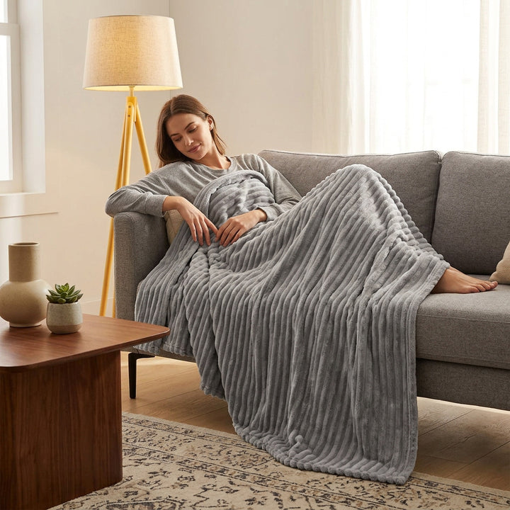 Luxurious Striped Fleece Throw