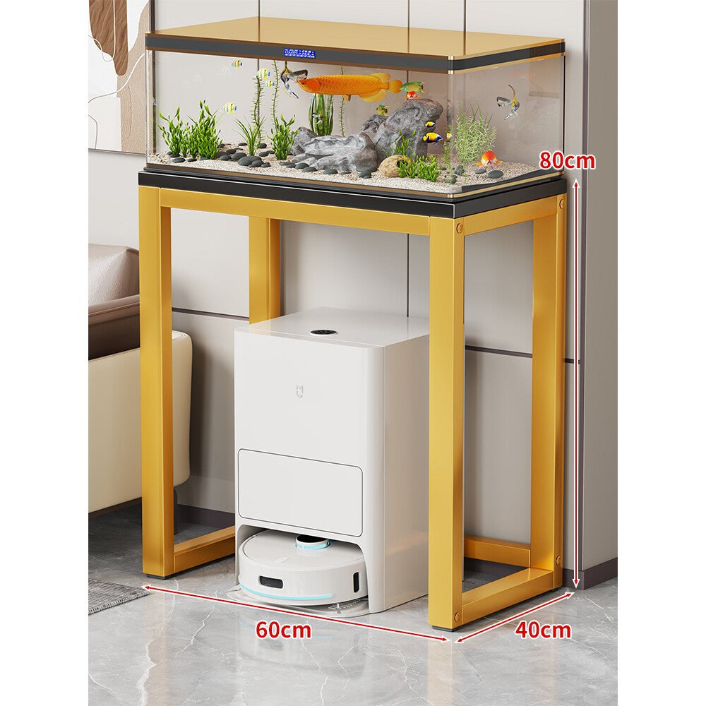 Modern Metal Frame Aquarium Console Table with Integrated LED Hood