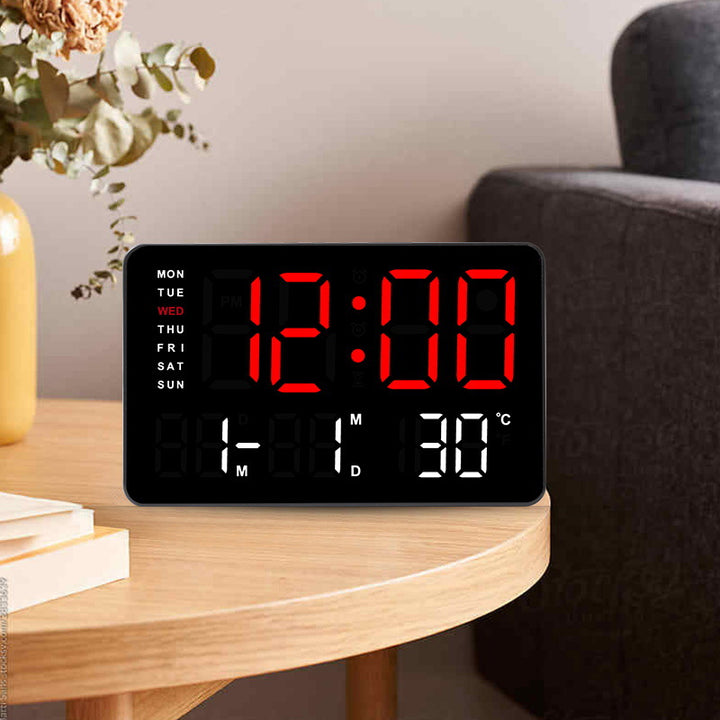 Digital function alarm clock with large LED display