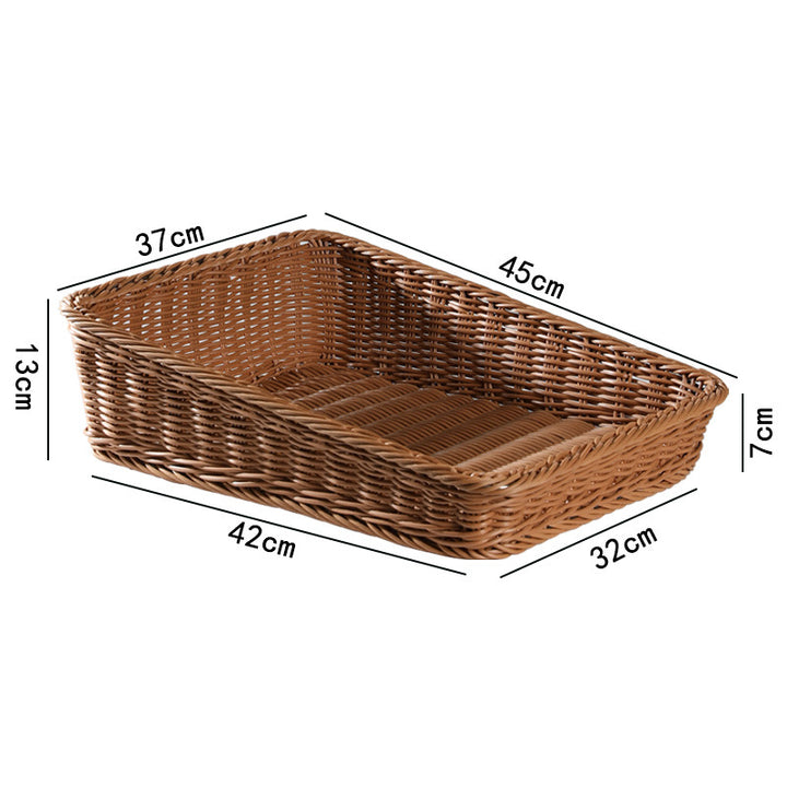 Handcrafted Rectangular Rattan Storage Basket