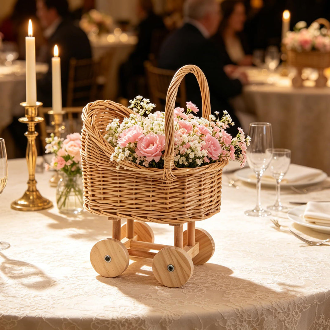Playful Flower Basket On Wheels