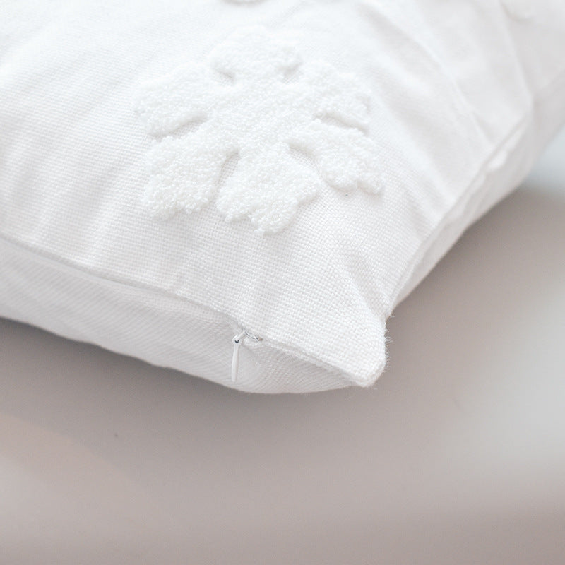 Snowflake Chenille Tufted Square Throw Pillow Covers Set