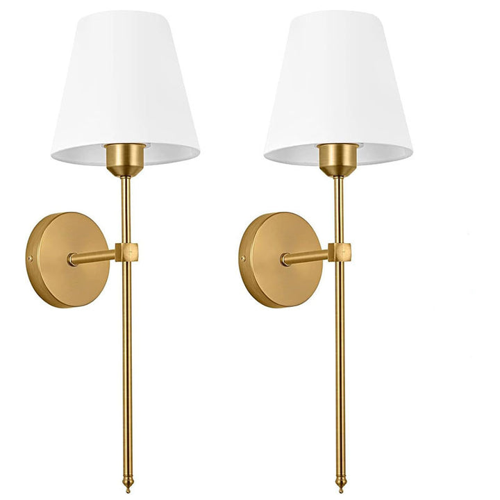 Slim Rod Wall Light Pair with Fabric Shade and Concealed Mounting