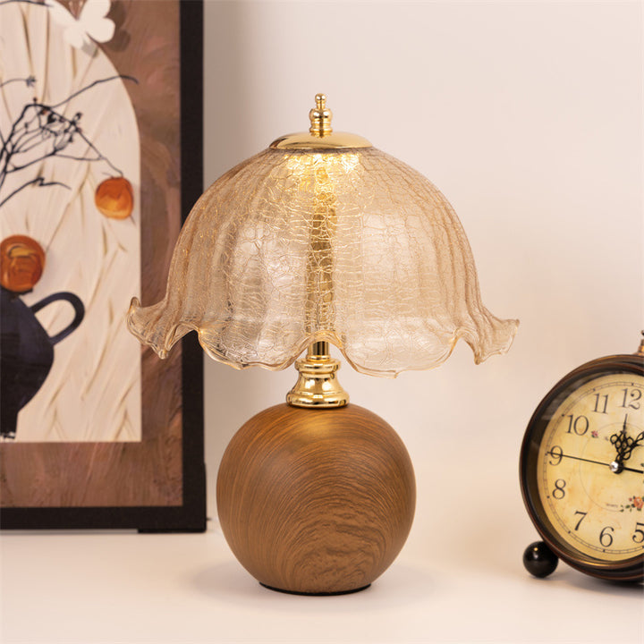 Vintage glass table lamp with artistic shade