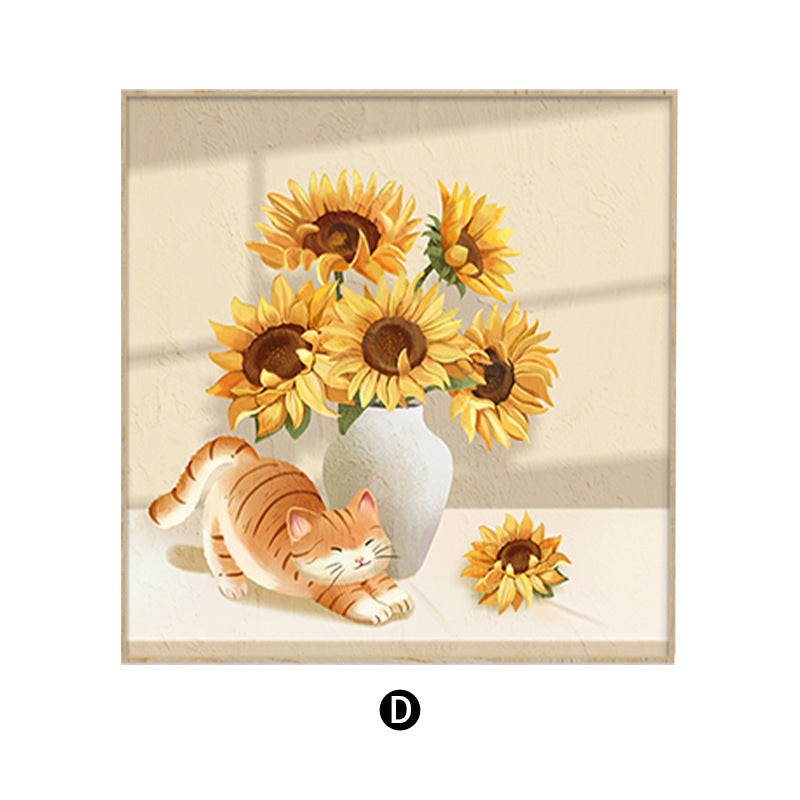 Cat and Sunflower Framed Wall Art