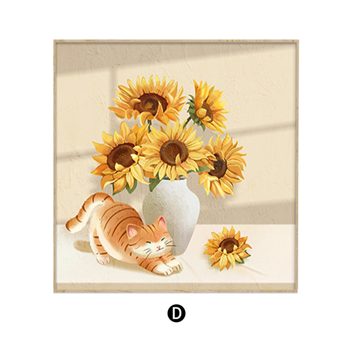 Cat and Sunflower Framed Wall Art