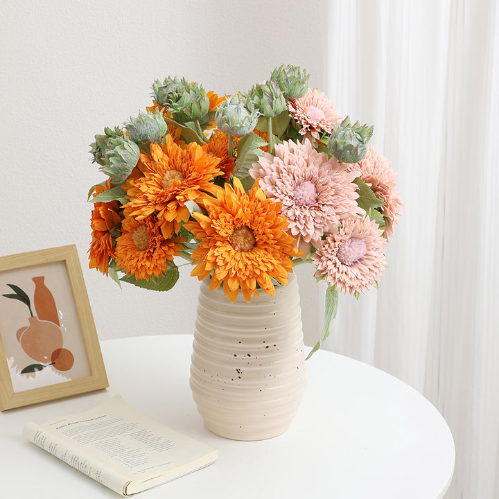 Artificial bouquet with detail-loving flowers and leaves