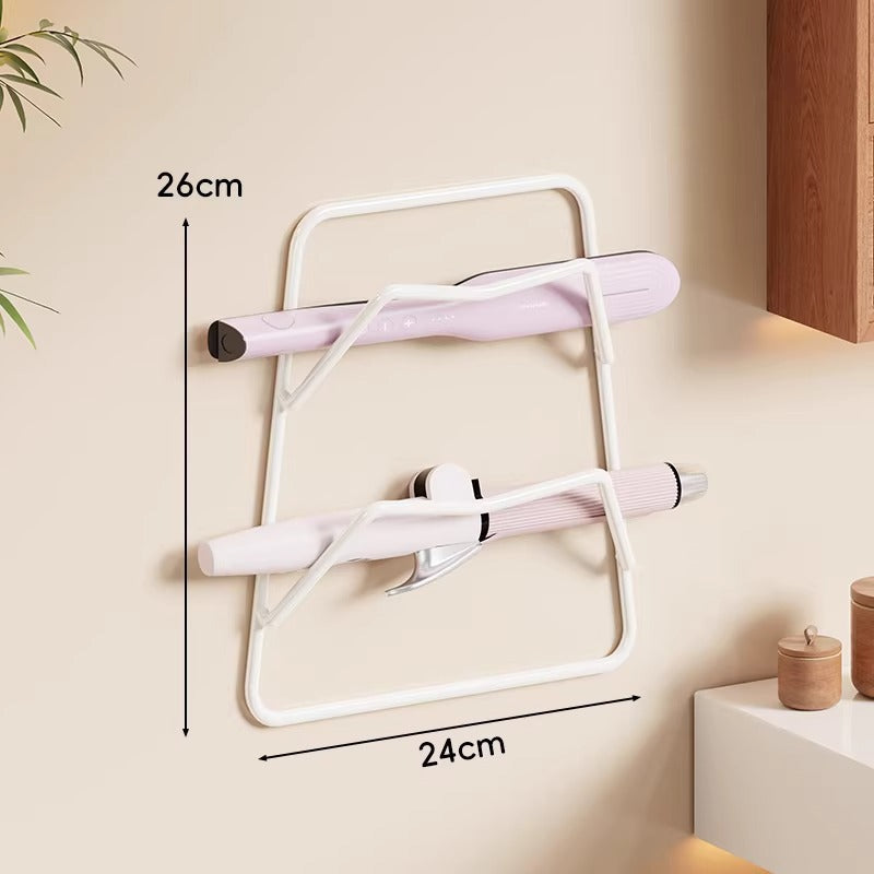 Wall-Mounted Heat-Resistant Two-Tier Hair Styling Tool Holder Rack