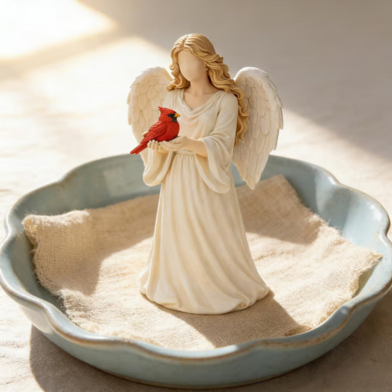 Angel Figurine with Cardinal