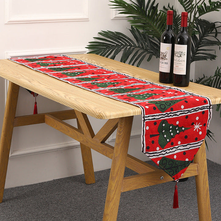Christmas table runner with reindeer motif