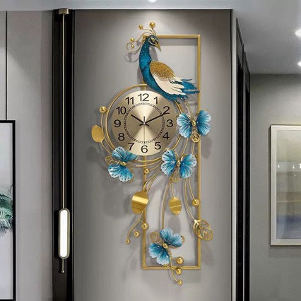 Artistic Metal Wall Clock with Floral and Bird Design