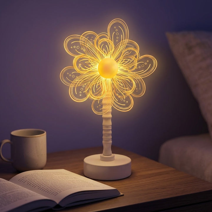 Mandala LED three-dimensional illusion night light table lamp with acrylic flower panel