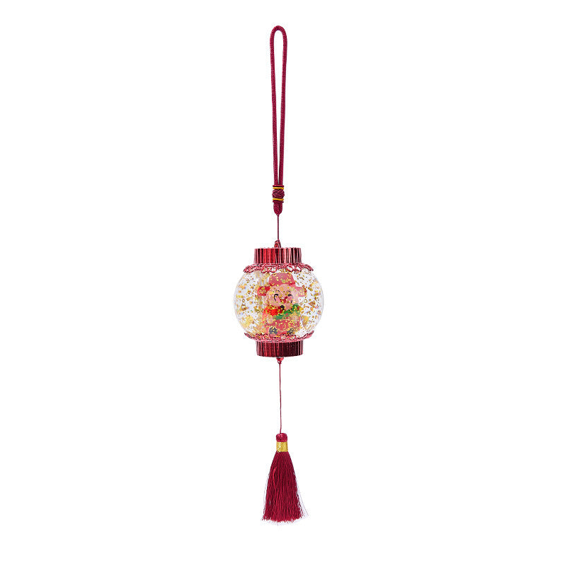 Nostalgic Christmas lantern with festive Santa