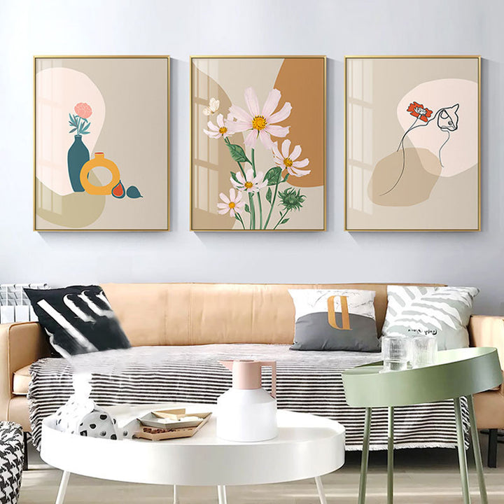 Decorative Framed Art Print with Abstract Floral Design