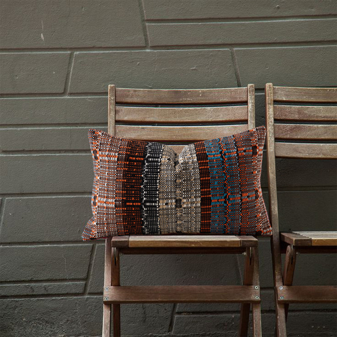 Woven Reversible Ethno Cushion Cover with Textured Surface and Concealed Zipper