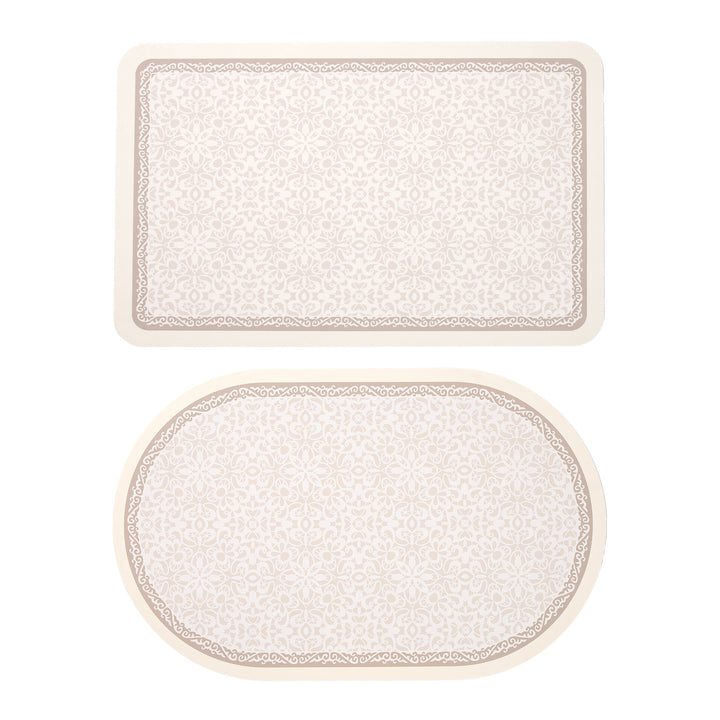 Avarnia Bath Mat Set made of soft microfiber with non-slip latex backing and delicate ornamental print