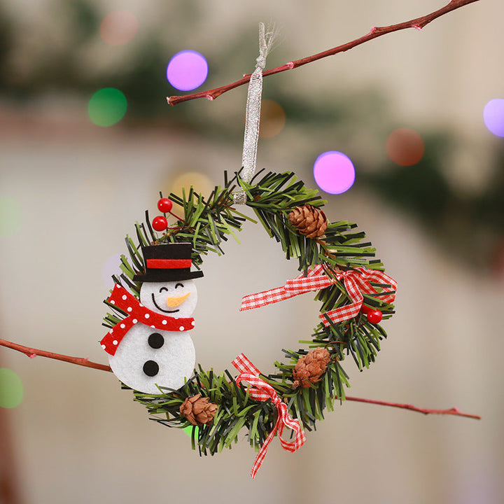 Festive Pine Cone Wreath with Reindeer Decoration