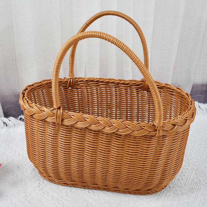 Handwoven Storage Basket with Braided Handles
