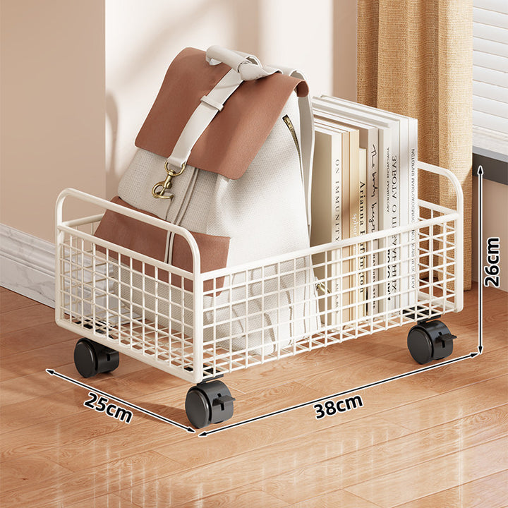 Two-Tier Metal Mesh Desktop Bookshelf Organizer with Open Grid Panels and Anti-Slip Base