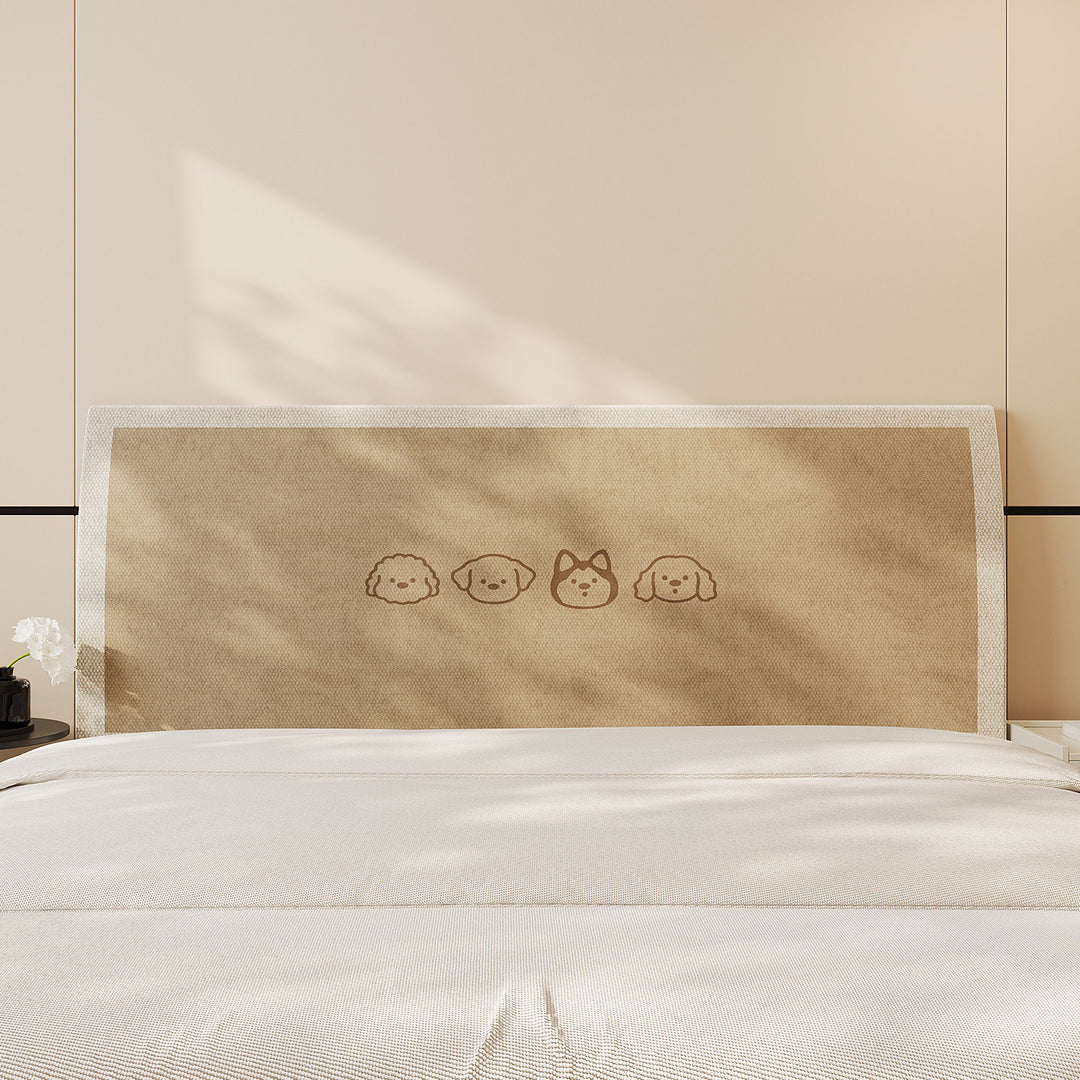 Decorative Padded Headboard Panel Cover with Playful Cartoon Cat Print