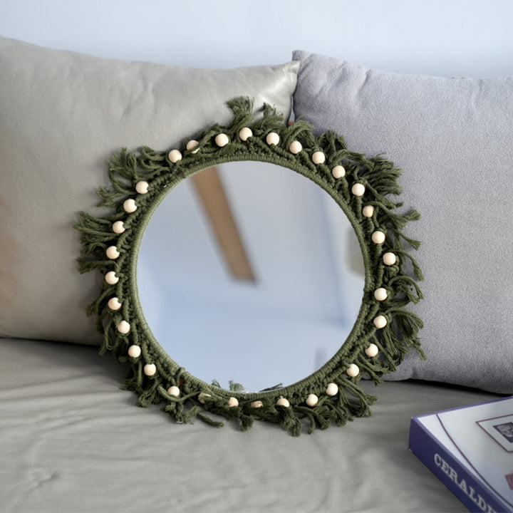 Beef mirror with macrame frame