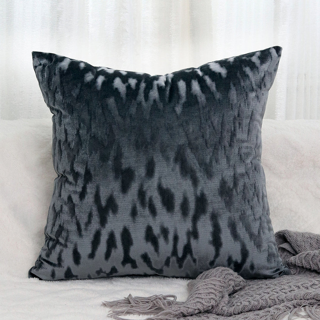Plush Textured Velvet Square Throw Pillow Covers with Embossed Animal-Effect Jacquard