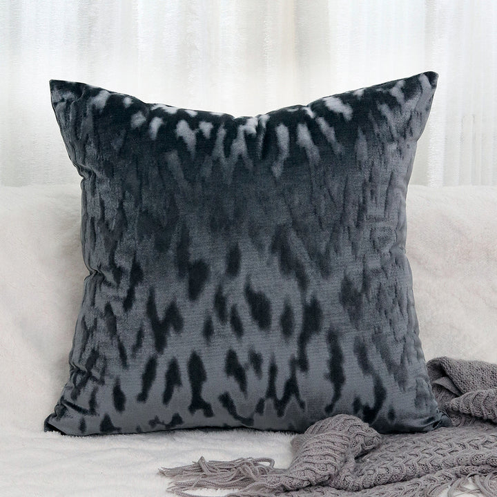 Plush Textured Velvet Square Throw Pillow Covers with Embossed Animal-Effect Jacquard