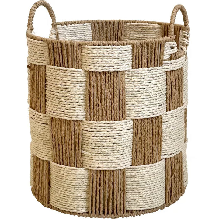 Handcrafted storage basket with carry handles