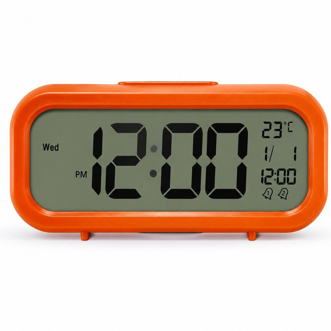 Digital alarm clock with temperature sensor and large LED display