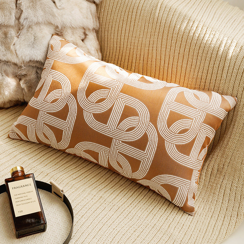 Embroidered Leaf Pattern Decorative Pillow