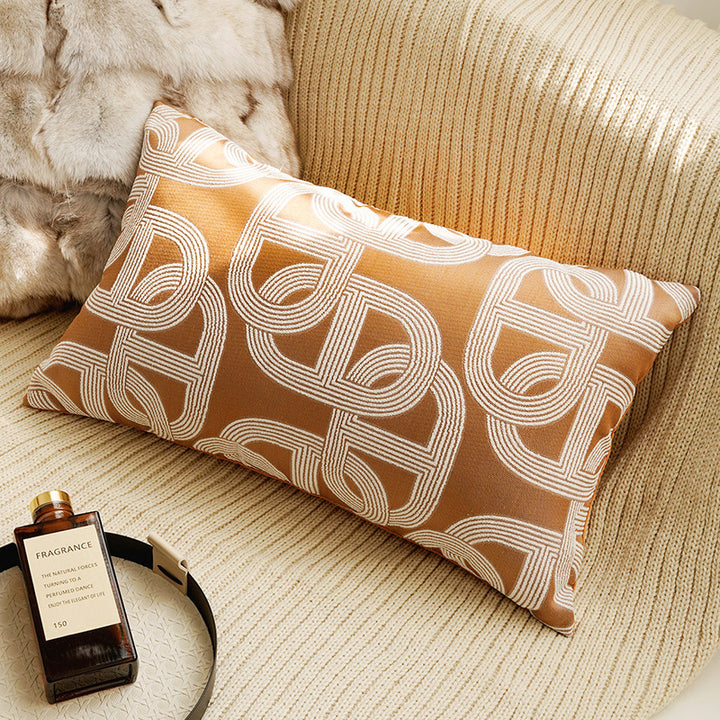 Embroidered Leaf Pattern Decorative Pillow