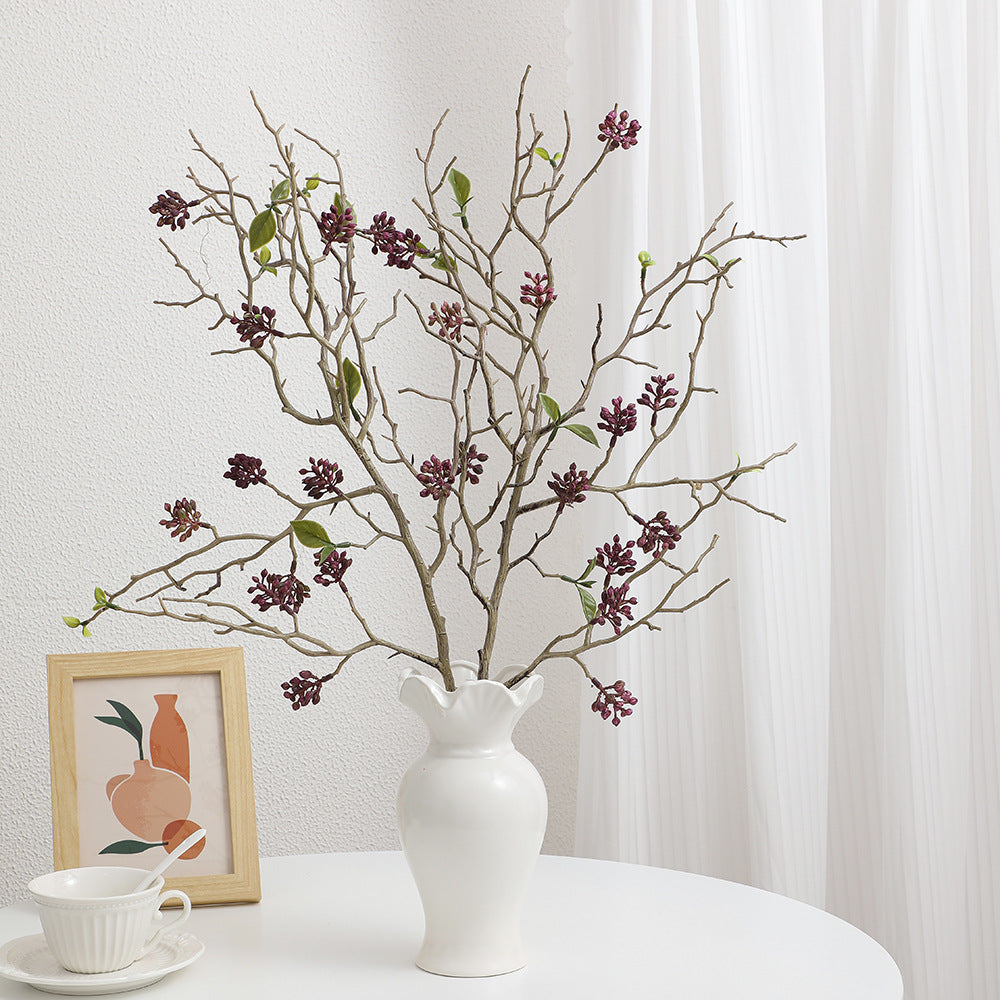Decorative art branch with lovingly detailed flowers