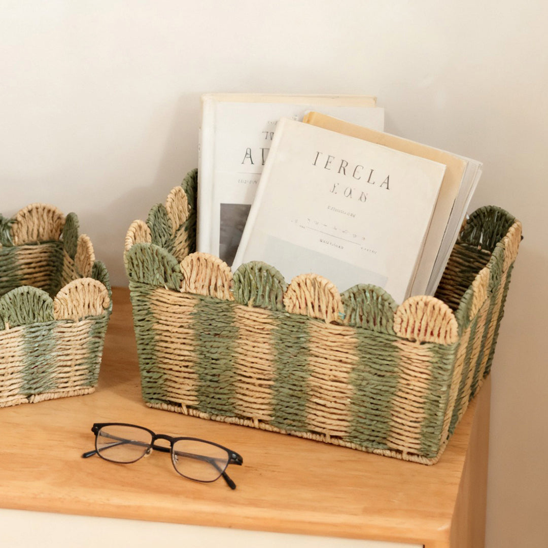 Handcrafted decorative basket with wave edge