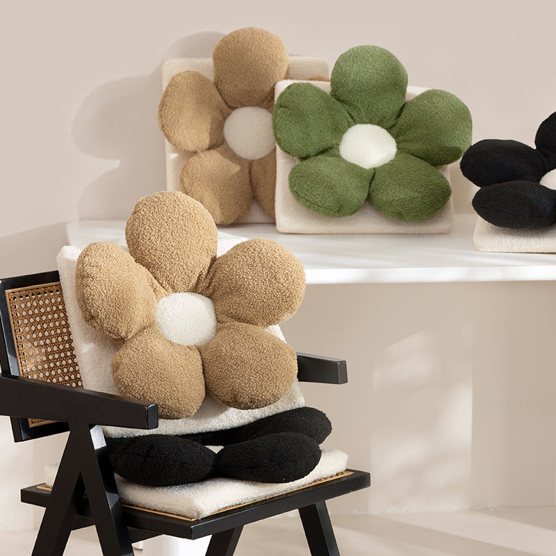 Padded flower seat cushion with teddy plush and ergonomic padding