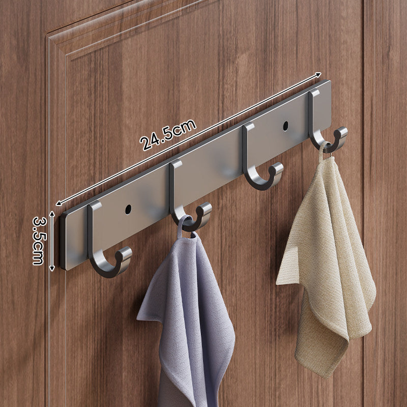 Wall-Mounted Slim Metal Multi-Hook Rack with Curved Hooks and Concealed Mount