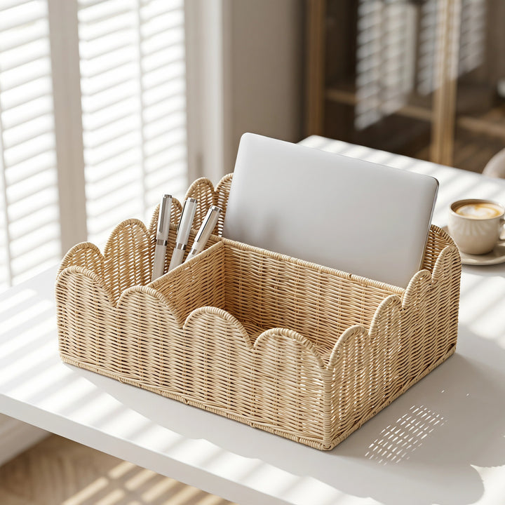 Stylish organizer basket with wavy edge