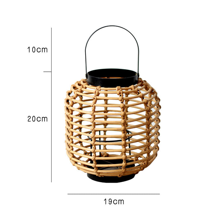 Decorative lantern made of braided rattan