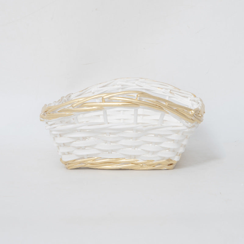 Decorative storage basket with braided frame