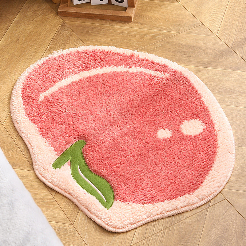 Playful Peach Shaped Bath Mat for Bathroom