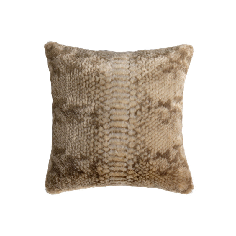 Square decorative cushion made of soft faux fur with inner cushion