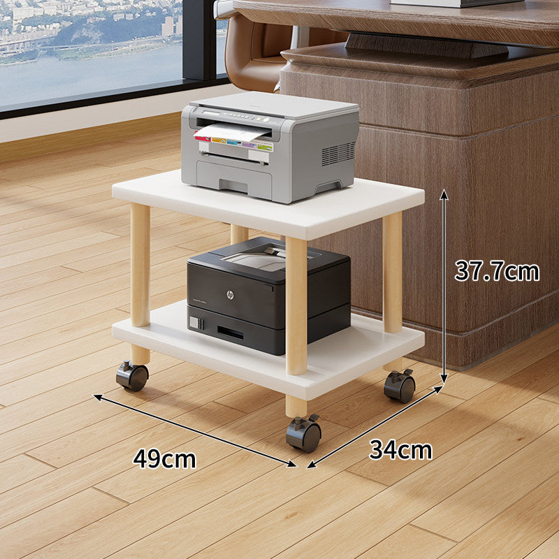 Compact Mobile Tiered Wooden Printer Stand with Swivel Casters