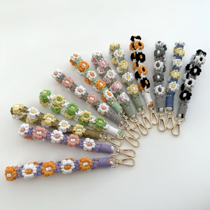 Floral Macrame Keychain Strap