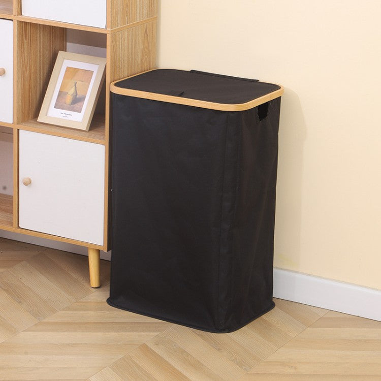 Stylish laundry basket with wooden lid
