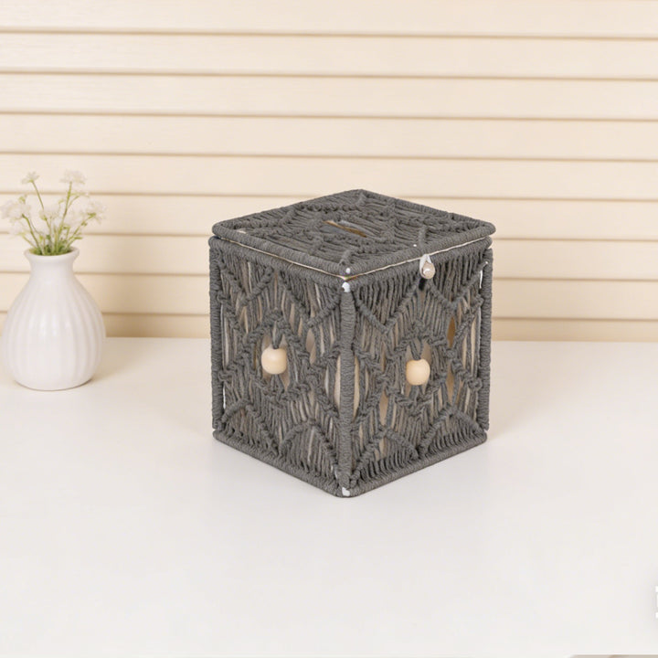 Macrame storage box